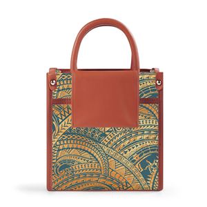 Women Customized Tote Bag Purple <strong>Gold</strong> Polynesian Tribal Print PU Custom logo Top Handle <strong>Small</strong> Square Crossbody Shoulder <strong>Handbag</strong> - Product Image 4