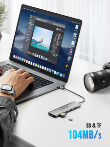 TC38L 8 en 1 Type-C à 4K 30Hz HDMI USB-A 3.0 <span class=keywords><strong>Dockstation</strong></span> USB Hub avec 100W Type-C PD avec emplacement pour carte SD TF - Product Image 3