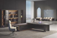 Ensemble de mobilier de bureau moderne de luxe pour entreprises, bureau de direction en L avec armoire de rangement, construction métallique, garantie 5 ans