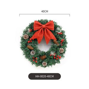 Guirnaldas Navideñas Luminosas de 30/40/50/60cm con Lazos, Piñas y Bayas Rojas para Decoración Navideña, Venta Caliente de Fábrica - Product Image 2
