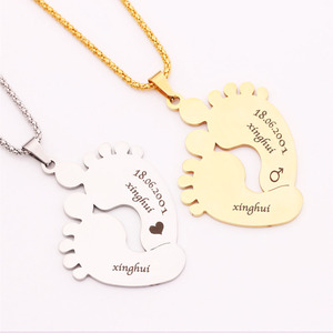 Collier de pied avec pendentif en acier inoxydable, personnalisé, pour femmes et enfants, collier avec Date de naissance - Product Image 1