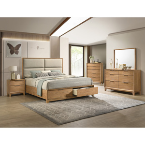 Comodino Contemporaneo a 2 Cassetti con Finitura in Legno Naturale - Product Image 6