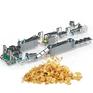 Línea de producción de copos de maíz, desayuno automático industrial, línea de producción automática de cereales para el desayuno, máquina para hacer copos de maíz