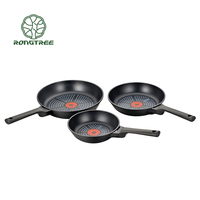 Panci Penggorengan aluminium cor, klasik 20cm/24cm/28cm dengan berlian Thermo-Spot antilengket tahan suhu tinggi lapisan Die Cast logam