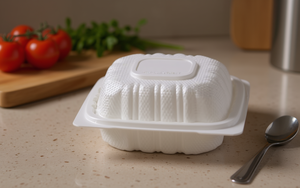 Contenitore per Alimenti Ecologico in PP Bianco con Coperchio, Rettangolare 6x6, Adatto al Microonde, per Asporto e Pranzo, per Cucina - Product Image 2