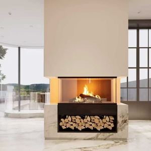 Calentador de <span class=keywords><strong>Leña</strong></span> de 3 Lados con Fuego Real, Estilo Europeo de Lujo, Decoración Interior para Sala de Estar - Product Image 1