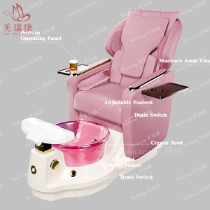 Sillón de Pedicura Eléctrico para Spa de Pies con Masaje de Espalda, Estación de Manicura, Lujoso, Moderno y Elegante en Color Rosa, Personalizado de Fábrica para Salón de Belleza - Product Image 2