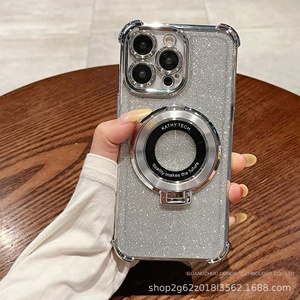 Funda de Teléfono TPU con Purpurina y Galvanoplastia para iPhone 15 Pro 14, Soporte Magnético, Funda Protectora para Teléfono Móvil con Purpurina - Product Image 2