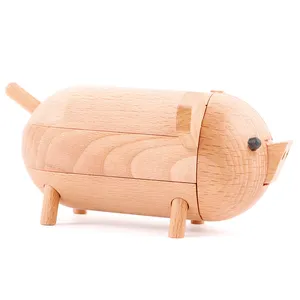Nuevo diseño educativo creativo cerdo de madera modelo niños DIY 3D rompecabezas de madera para niños
