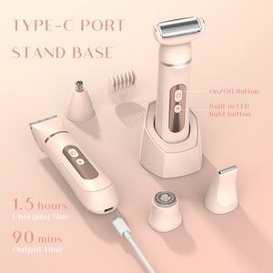 Depiladora eléctrica 5 en 1 para axilas, bikini, nariz y cuerpo, con carga tipo C, resistente al agua IPX7, color rosa - Product Image 3