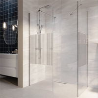 Paroi de douche en verre trempé cannelé Oumeiga 90*200cm, design moderne sans cadre, épaisseur 8mm pour salle de bain ou hôtel