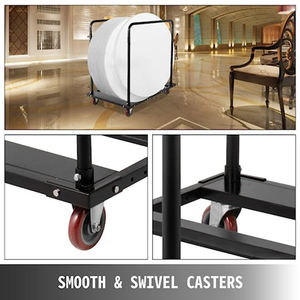 Jh-mech – support de Table pliante noir pour Tables rondes de 60 pouces, cadre en acier robuste, roulettes roulantes, chariot de chaise pliante - Product Image 6