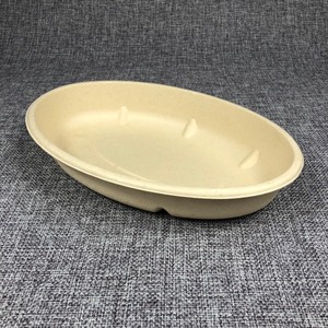 Promotion A37 : 15% de réduction sur les barquettes alimentaires rectangulaires en bagasse de canne à sucre biodégradable avec compartiment pour sauce, barquette ovale compostable en canne à sucre - Product Image 4