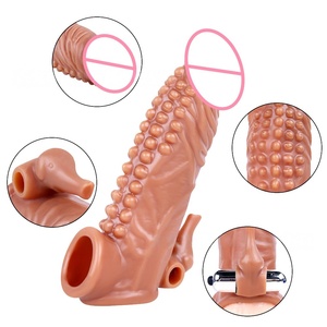 Condón Reutilizable Texturizado con Cuentas, Extensor <span class=keywords><strong>de</strong></span> Pene, Funda para Pene, Anillo para Pene, Dildo, Juguetes Sexuales para Hombres - Product Image 1