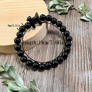<span class=keywords><strong>Bracciale</strong></span> alla moda con perline in pietra naturale da 8 mm e ciondolo a forma di cane, protezione, forza, energia negativa, guarigione per uomo e donna, con carte - Product Image 6