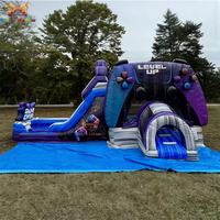 Offre Spéciale : Combo Château Gonflable Gamer Level Up - Toboggan Aquatique/Sec Gonflable pour Enfants, Usage Commercial, Capacité 200KG, Installation Facile