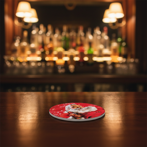 Promotion Cheap Paper Christmas coaster with Cork Bottom with Adhesive