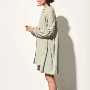 Nuevo Diseño Vestido de Otoño de Alta Calidad para Mujer, Sexy, Cuello en V, Hombros Caídos, Manga Larga, Cintura Delgada, Vestido Midi de Lino - Product Image 2