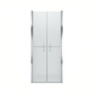 Puerta de Ducha Esmerilada de 37.8x74.8 Pulgadas con Marco Plateado, Puerta Corredera para Baño, Vidrio Templado de 8 mm, Diseño Minimalista - Product Image 1