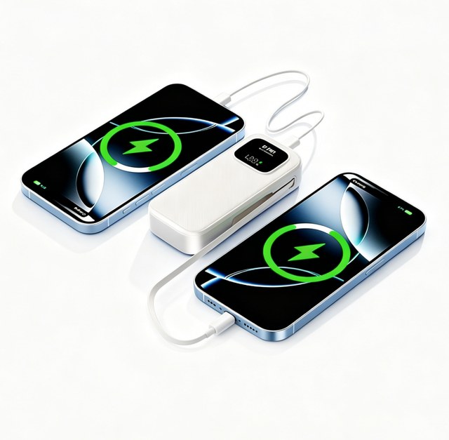 10000mAh 22.5W Fast Charging Power Bank with Retractable Charging Cable LED Digital Display Portable Charger