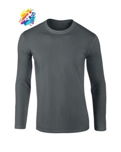 เสื้อยืดผู้ชายแบบเรียบสีพื้นพร้อมลายสก็อตแบบกำหนดเอง ผ้าฝ้าย 100% แขนยาว เป็นมิตรกับสิ่งแวดล้อม - Product Image 4