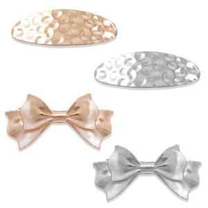 Barrettes à <span class=keywords><strong>cheveux</strong></span> haut de gamme pour femmes, en alliage doré vintage, à motif géométrique ovale martelé, avec clip à ressort - Product Image 5