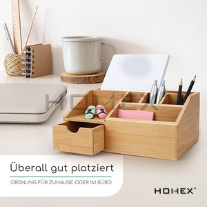 Homex-bsci Nhà Máy | Đa Chức Năng Tre Lưu Trữ Tổ Chức Điều Khiển Từ Xa Hộp Lưu Trữ Tre Tự Nhiên Giữ Tập Tin Chủ Bút - Product Image 4