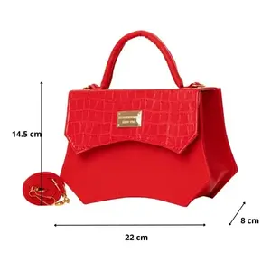Sac bandoulière vintage Fana en PU rouge à motif alligator, fermeture à boucle, imperméable, sac à bandoulière pour femme, été - Product Image 4