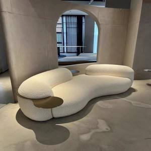 Sofá Curvo de Terciopelo de Cordero de Primera Calidad, Estilo Nórdico Creativo, Moderno <span class=keywords><strong>y</strong></span> Minimalista para Sala de Estar, Gran Venta - Product Image 2