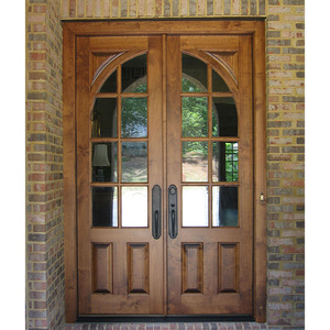 Villa Antique double portes d'entrée en <span class=keywords><strong>bois</strong></span> sculpté en noyer massif avec des lumières latérales en vitrail conçues portes d'entrée en verre - Product Image 4
