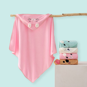 Peignoir pour bébé à capuche carré en polaire corail anti-choc, brodé de dessins animés, <span class=keywords><strong>serviette</strong></span> de bain pour enfants à séchage rapide avec technique de tissage, soin du lavage à la main - Product Image 1