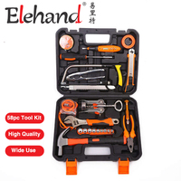 Kit d'outils à main Elehand 58 pièces OEM, ensemble complet d'outils ménagers avec boîte de rangement pour les réparations et l'entretien DIY