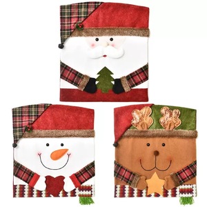 Housses de dossier de chaise artisanales en gros, motifs bonnets de neige et rennes, pour fêtes de Noël et décorations intérieures - Product Image 6