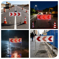 Panneau de signalisation routière solaire LED en aluminium détachable, film réfléchissant de première qualité, indicateur à double flèche 1200x400 pour travaux routiers