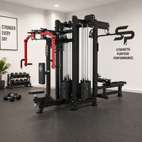 SP Nouveau Design Machine d'entraînement de force multifonction 4 stations à charge par plaques en acier, Cadre de squat et de press, Appareil de musculation à domicile