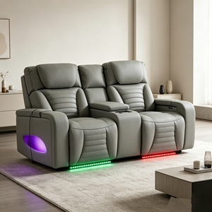 Canapé inclinable électrique en cuir écologique Frank, en promotion, avec chargeur sans fil, mobilier de salon pour home cinéma - Product Image 4