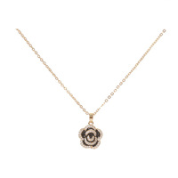 Kalung Liontin Bunga Camellia Baja Tahan Karat Warna Emas Kristal CZ Rantai Kabel Perhiasan Wanita Minimalis Elegan
