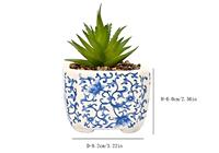 Pot Bunga Keramik Porselen Biru Putih Dekoratif Timur Tengah Ukuran Desain Khusus untuk Sukulen dan Kaktus