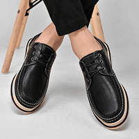 Chaussures en Cuir Décontractées Bleues Tendance Britannique Homme, Vente en Gros Usine, Grande Taille 48, Bout Fermé, Hauteur Augmentée, Saison Automne