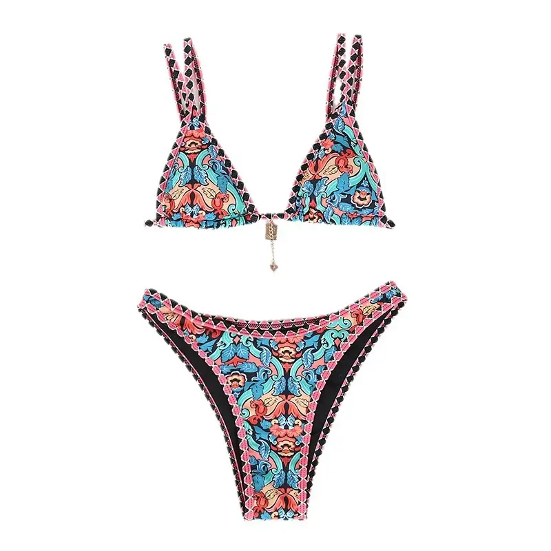 Women's Printed Push-Up Micro Bikini Set String Triangle Swimwear for Bathing & Beachwear