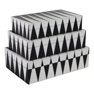 Set di scatole decorative con motivo triangolare, moderne scatole portaoggetti in resina e legno con coperchi per gioielli, ricordi e decorazioni per la casa - Product Image 5