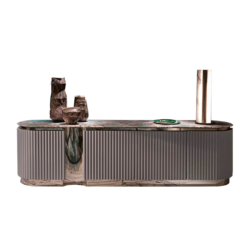 Лучшая цена Amazon, Зеленый Мраморный буфет, современный мраморный буфет для гостиной с акриловым шкафом и основанием из нержавеющей стали