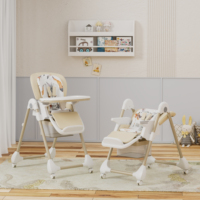 Chaise haute pliante portable 2-en-1 Clafbebe personnalisée, luxueuse, en plastique, pour bébé, avec fonction berceuse et repas, dossier réglable en hauteur