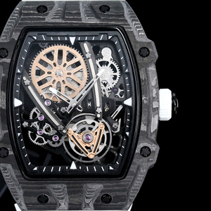 Montre squelette automatique mécanique de luxe pour homme avec bracelet en silicone blanc confortable de qualité 5A, boîtier en carbone, tourbillon - Product Image 3