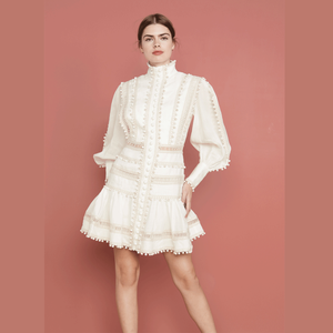 Lancai automne nouvelles femmes mode bohème doux coton manches longues bouffantes col haut tenue décontractée - Product Image 4
