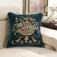 Housse de coussin en chenille jacquard, style vintage européen, grande taille, luxe, carrée, pour coussin de sol, en stock