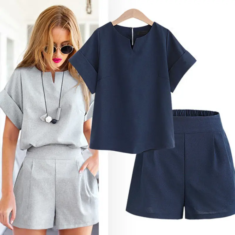 Large Size Women's Clothing Short-sleeved Shorts Lounge Wear Sets Women Short Fall Sets