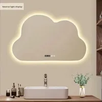 Miroir LED lumineux pour la décoration intérieure, miroir de vanité nuage pour une ambiance chaleureuse dans la chambre, design nordique.