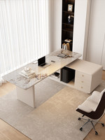 Cokovo Bureau d'angle en pierre de luxe léger avec tiroirs de rangement, idéal pour la maison et le bureau, design moderne et simple, Shimumu, garantie 3 ans