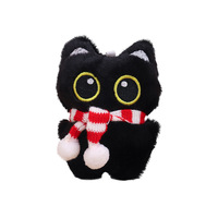 Porte-clés en peluche super doux chat noir et blanc aux grands yeux, en cristal, artisanat Xia Wei, décoration de sac à dos pour filles, cadeau pour les 8-13 ans